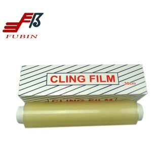 China 30cm 45cm Transparency Food Grade Pvc Cling Film Rolls on sale