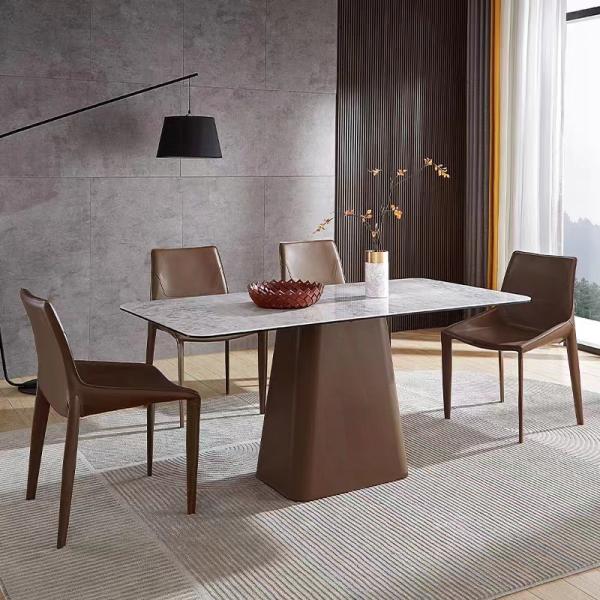 OEM Saddle leather Metal Base Dining Chairs Set Of 6