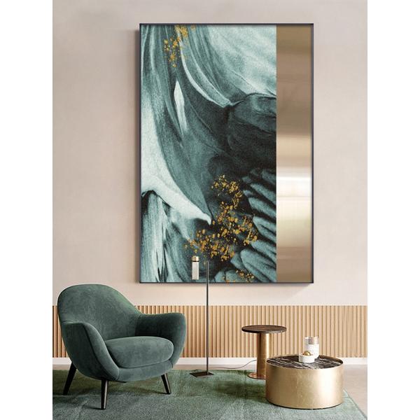 Dark Green Metallic Sandstone Painting Hotel Lobby Commercial Interior Mural