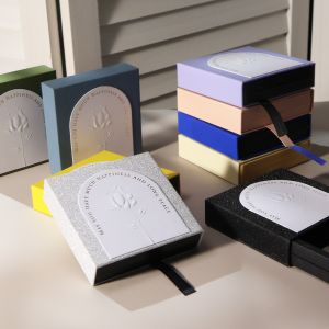 Floating Jewelry Box Set Embossed Organizer With Arch Label Pastel Metallic