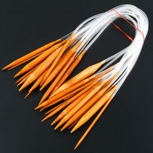 Two Heads Carbonized Bamboo Circular Knitting Needles 60cm Length Transparent