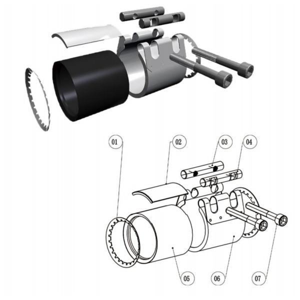 SS316 Stainless Steel Oil Grinder HDPE Pipe Repair Clamp Customized For Large Diameter Pipe