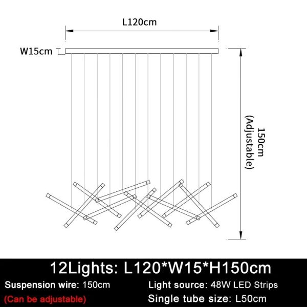 Modern LED Creative Black Round Tube Design Chandelier Chute Multi Light Chandelier（WH-AP-606）