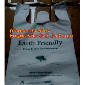 100% Compostable Carrier Plastic Biodegradable T-Shirt Bags With Logo, 100% biodegradable t-shirt garbage bag,corn starc