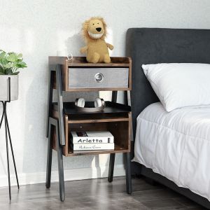 Particleboard Nightstands, Bedside Table, Nightstands with Fabric Drawer,
