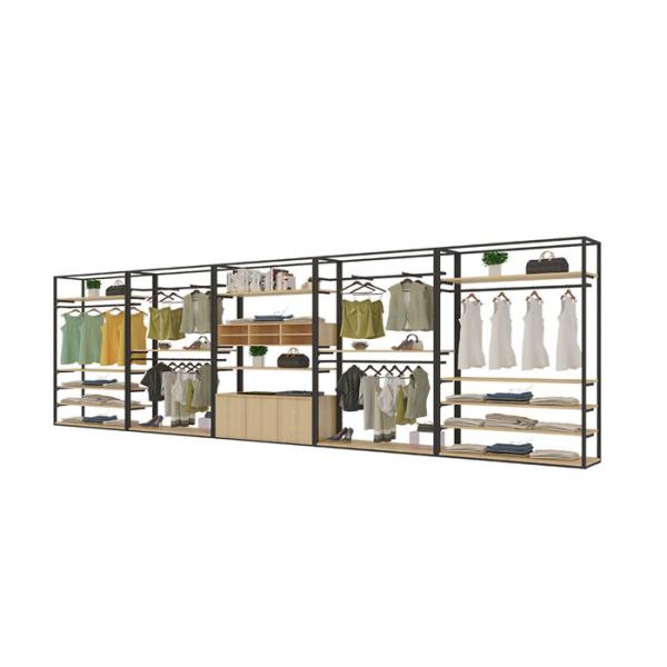 Buy Retro Exquisite Clothing Display Showcase With Steel Wood Combination Structure at wholesale prices