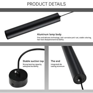 Black 20cm Cylinder Pendant Spotlight Surface Hanging Pendant Light