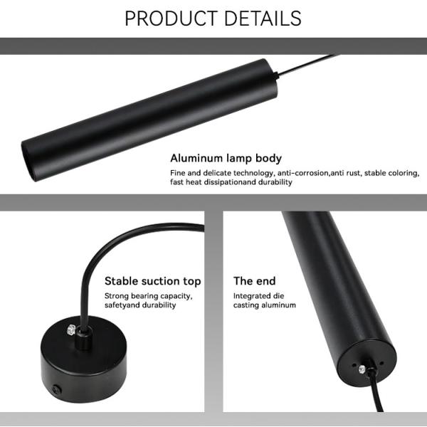 Black 20cm Cylinder Pendant Spotlight Surface Hanging Pendant Light