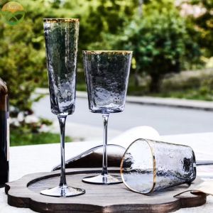 Hammer Texture Crystal Wine Glass In Triangle Shape