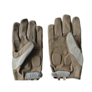 Tactical Combat Gloves Brown Microfiber Reinforced Knuckle Protection