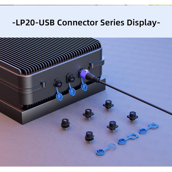 CNLINKO LP20 USB 2.0 Ip68 Waterproof Industrial Plastic Dual Usb Wire Connector