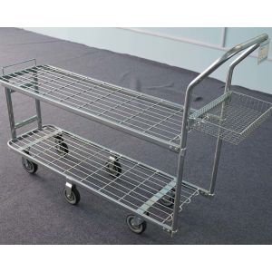Rolling Wire Trolley Cart , Supermarket Shopping Trolley For Warehouse