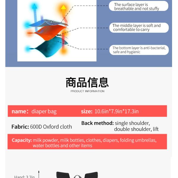 ISO9001 Fashion Mummy Maternity Nappy Diaper Bag Backpack With USB