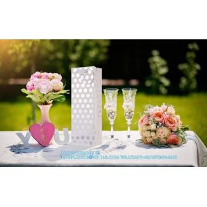 Champagne Wine Gift Bag Bulk With Tags, Polka Dots Single Bottle Holiday Gift