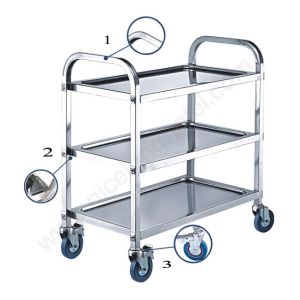 Removable Three Layer Dining Stainless steel Serving Cart / Trolley