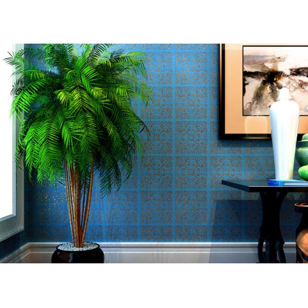Buy High Range Blue Bronzing Non-Woven Paper Modern Removable Wallpaper for Living Room at wholesale prices