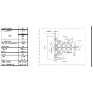 Gopro Hero 3 replaceable lens CCL123030MPF 1/2.3 3mm 16Megapixel  to match IMX117CQ,MN341