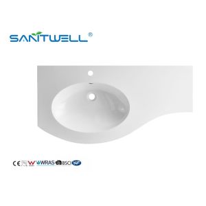 Customized SWS1100L Large Size Left Hand Stone Resin Basins Glossy White inside