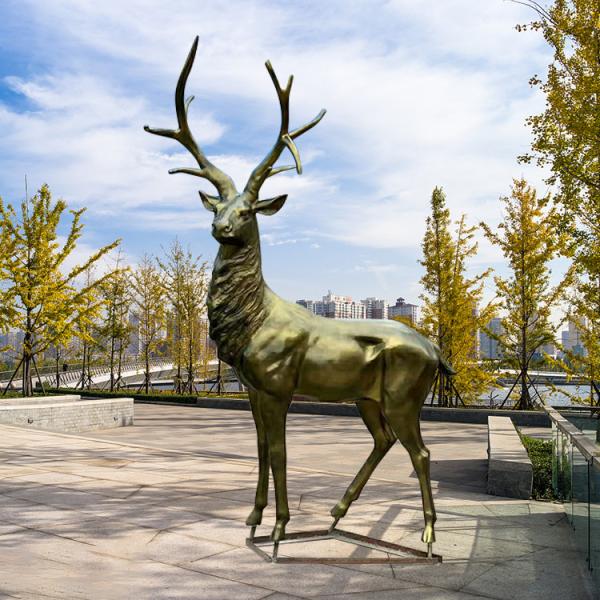 CE Certified Outdoor Bronze Sculpture Bronze Elk Statue Life Size Decorative