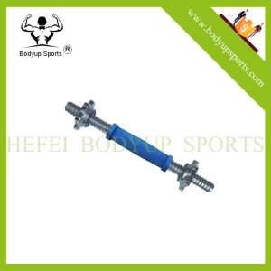 China 14 Rubber Grip Chrome Solid Dumbbell Handle with Threaded Ends on sale