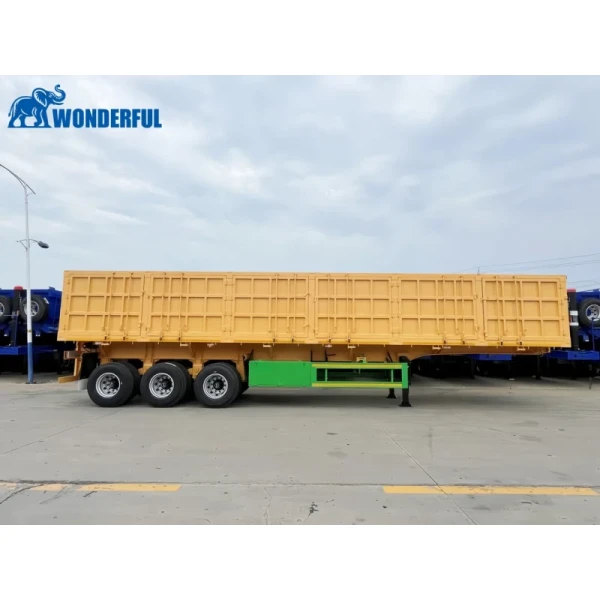 Enhanced Stability U Shape Tri-Axles Self Loading Capacity 60 Tons Stone Transport Dimension Double Tipping Vehicle Hydraulic Dump Side Tipper Semi