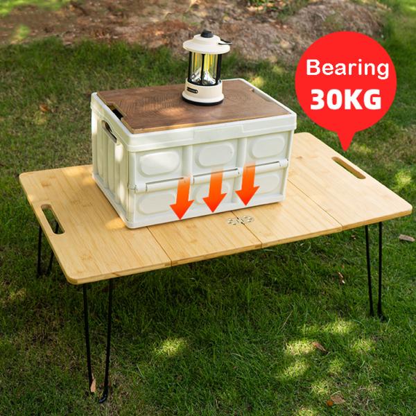 Park Outdoor Picnic Barbecue Bamboo Wooden Board Mdf Small Portable Folding Camping Table with Metal Leg