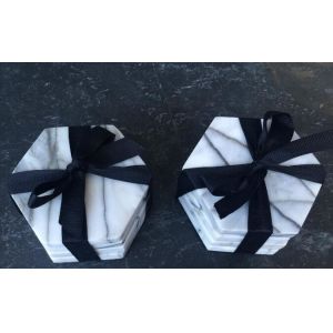 Wholesale Anti Slip Hexagon/Round Marble Stone Coaster Customized Size and