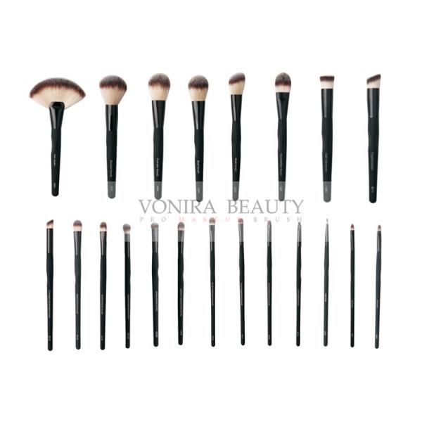 Affodable Discount Synthetic Makeup Brushes With Matte Black Handle Glossy