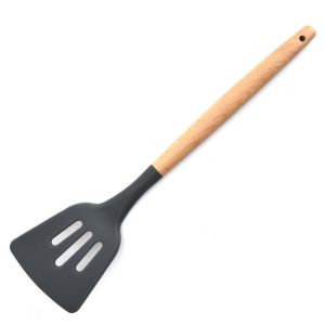 17 Piece Wooden Handle Silicone Spatula Set Printed LOGO For Cooking