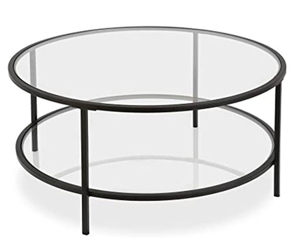 Durable Round Glass Coffee Table Living Room Furniture 17" H X 36" L X 36" W