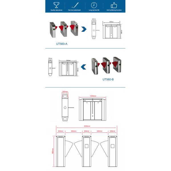 0.2s Flap Barrier Gate Turnstile Security Gates Pedestrian 304 Stainless Steel