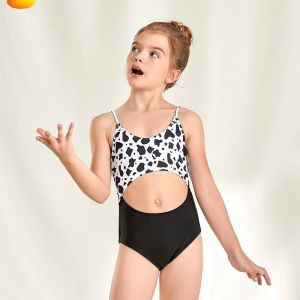 Stitching One Piece Girl Swim Suits Comfortable Backless