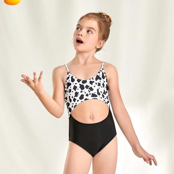 Buy Stitching One Piece Girl Swim Suits Comfortable Backless at wholesale prices