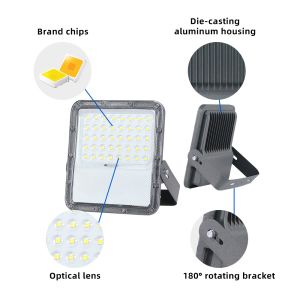 100w 200w RGB Wall Mounted Solar LED Flood Light For Stadium Rechargeable IP66