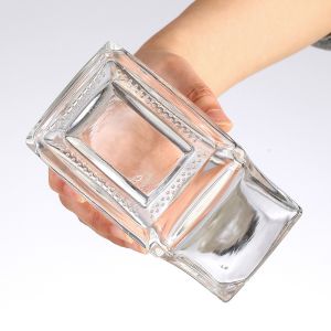 Transparent Empty Glass Liquor Bottle for Custom Design Rectangular Gin Whiskey