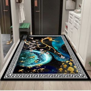 Polyester Fiber Entrance Door And Living Room Floor Carpet Plant And Flower