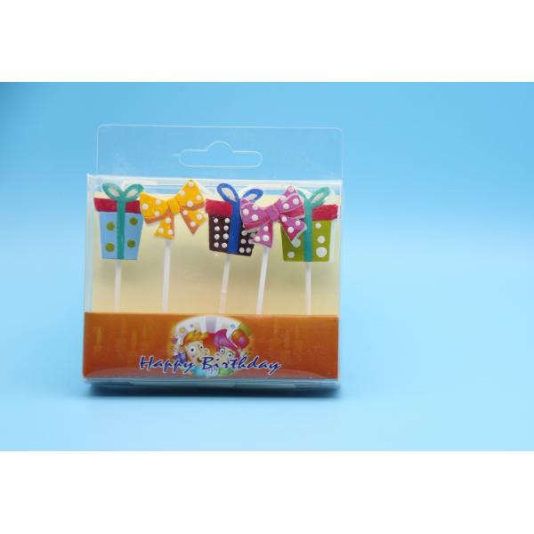 Buy Gift Box Shaped Personalized Kids Birthday Candles Dripless Customized Logo at wholesale prices
