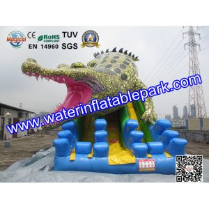 Commercial Crocodile Inflatable Slide , Inflatable Water Slide For Rental