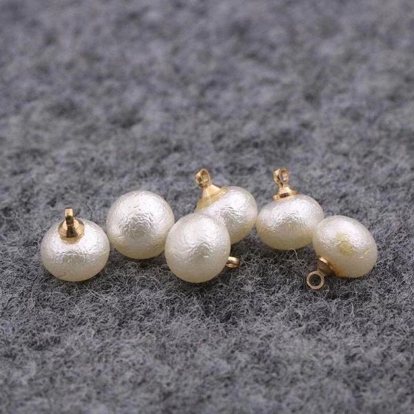 High Quality White Pearl Ball Button for Sweaters Women-Dresses Metal Leg Pearl