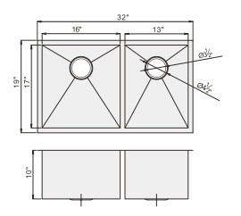 32 Inch X 19 Inch Undermount Stainless Steel Kitchen Sink Modern Design