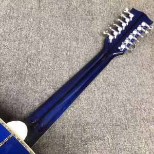 Custom 12 strings Blue color G200 classic acoustic guitar, Solid Sprue top