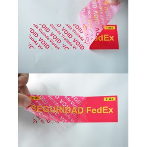 PET material matte blue leave VOID residue security tamper evident void security