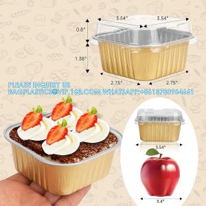 5oz Aluminum Foil Mini Cake Pans With Lids,Disposable Ramekins Cake Pans,150ml