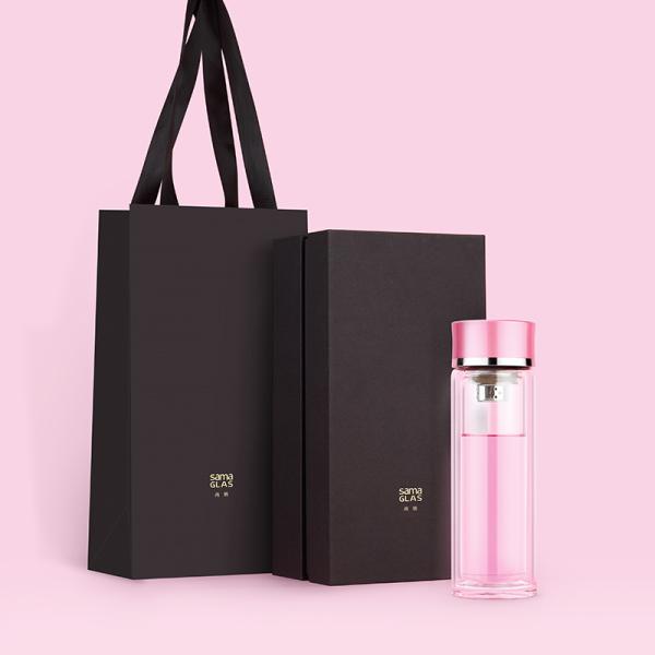 300ml Clear Glass Water Pitcher Bottle Jug With Tea Infuser filter Strainer Travel Essential