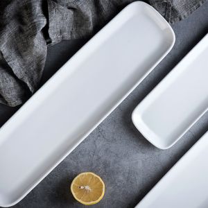 Rectangle Plain Bright White Savall Porcelain Plates Dishwasher Safe