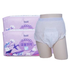 High Waist Incontinence Disposable Pull Up Underwear Diaper For Adults Plain Woven