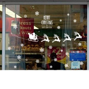 PVC 3D Merry Christmas Wall Stickers Snowflake Transferable Glue Customized