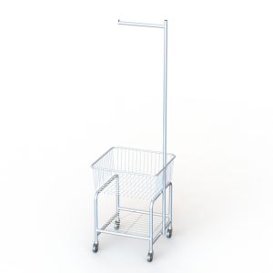 Laundry Trolley Hotel Display Stand With Wire Basket Dolly Chrome