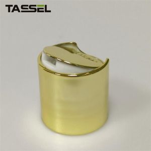 Shiny Gold UV Coated Plastic Bottle Cap 24/410 Disc Top Cap for Lotion