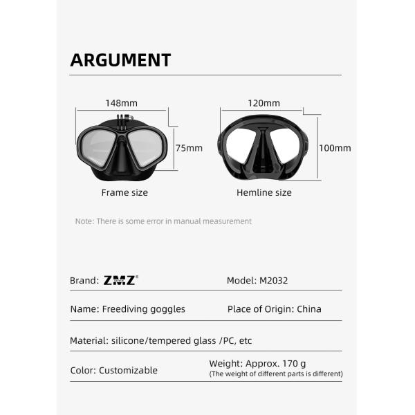 OEM Freediving Easy Breathe Snorkel Mask Scuba 100cc